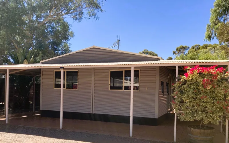 Air-conditioned cabin at Ayers Rock Campground, the budget base for Uluru tours at Yulara, Northern Territory